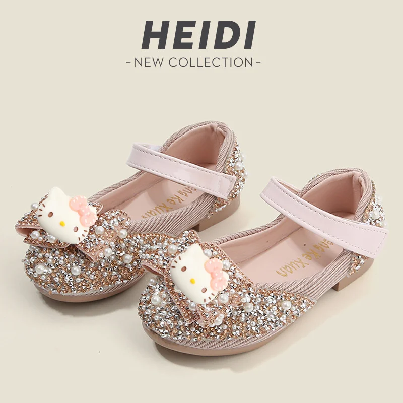 

Sanrio Spring Autumn Performance Shoes kuromi Bow New Casual shoes Children Dance Shoes hello kitty Girls Sandals