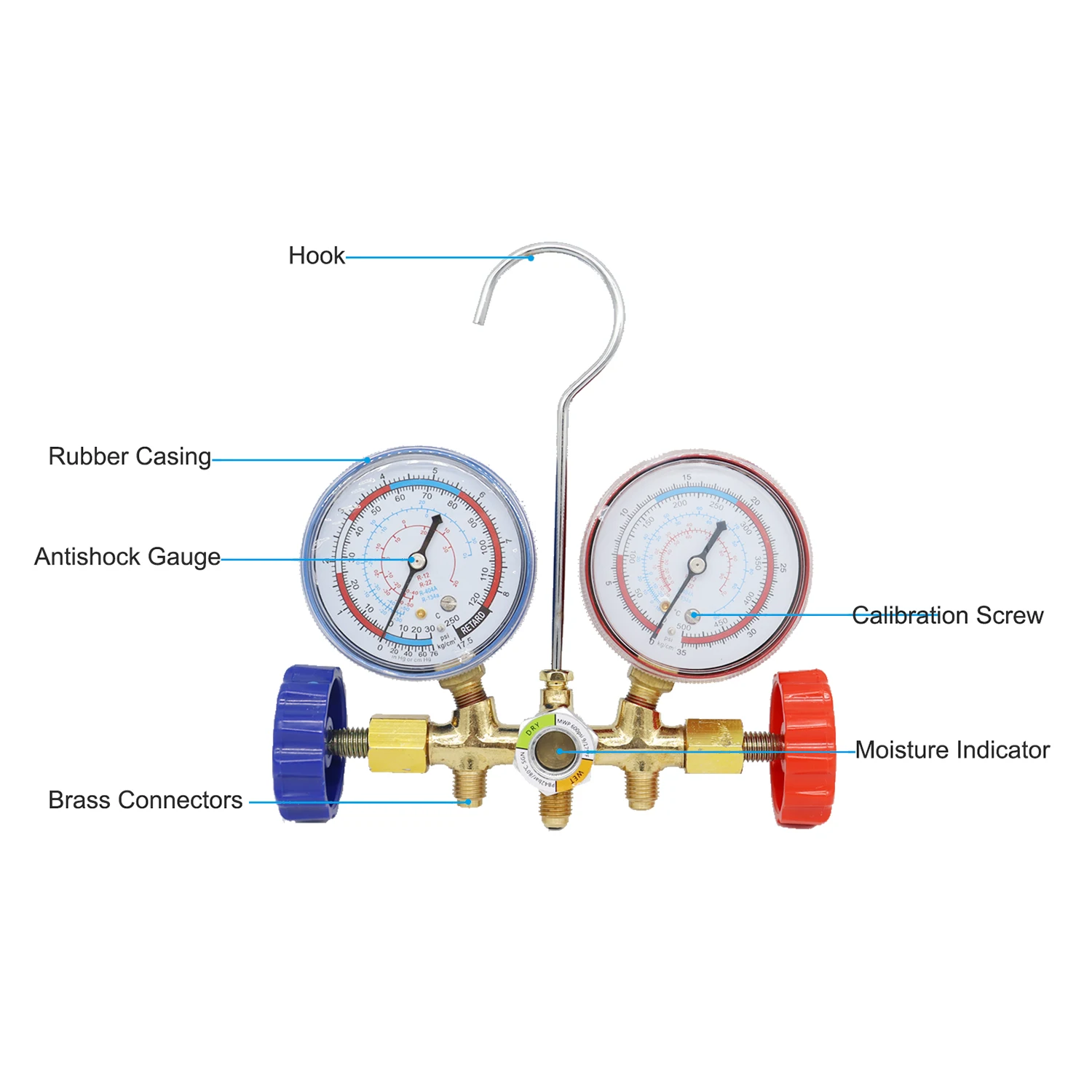 R134a 3 Way AC Diagnostic Manifold Gauge Set for Freon Charging, Fits Refrigeration Manifold Gauge Air R12 R22 R-404A R-134a