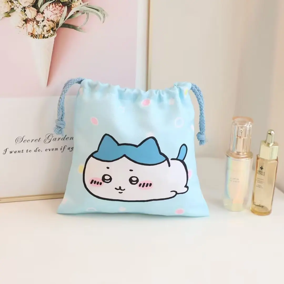 Anime Chiikawa bolsillo con cordón, bolsa de almacenamiento de maquillaje con estampado Usagi creativo de dibujos animados, monedero, bolsa de regalo para fiesta de niños