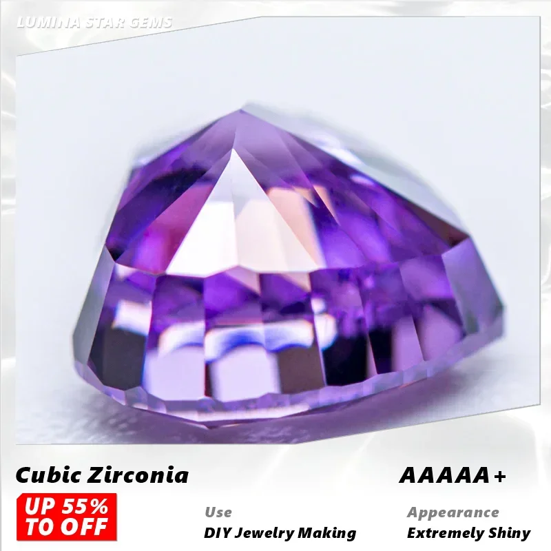 

L-Cubic Zirconia Wholesale No Certificate Crushed Ice Cut Heart Shape Rose Purple Color Charms Beads for Diy Jewelry Making