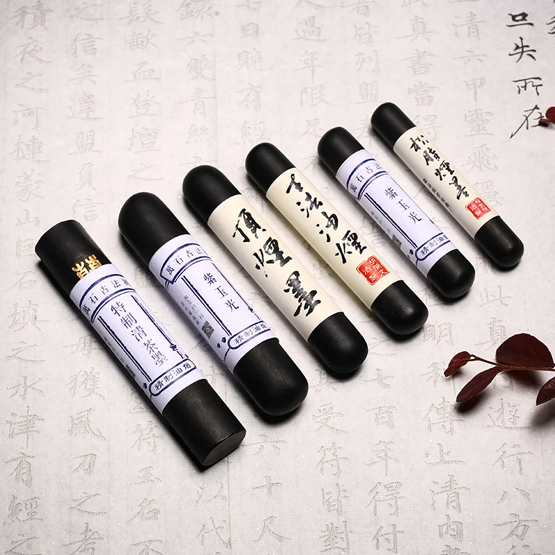 Old Hu Kaiwen Ink Stick Ancient Method Huizhou Ink Ingot Handmade Pine Soot Ink Blocks Chinese Calligraphy Painting Oil Inkstick