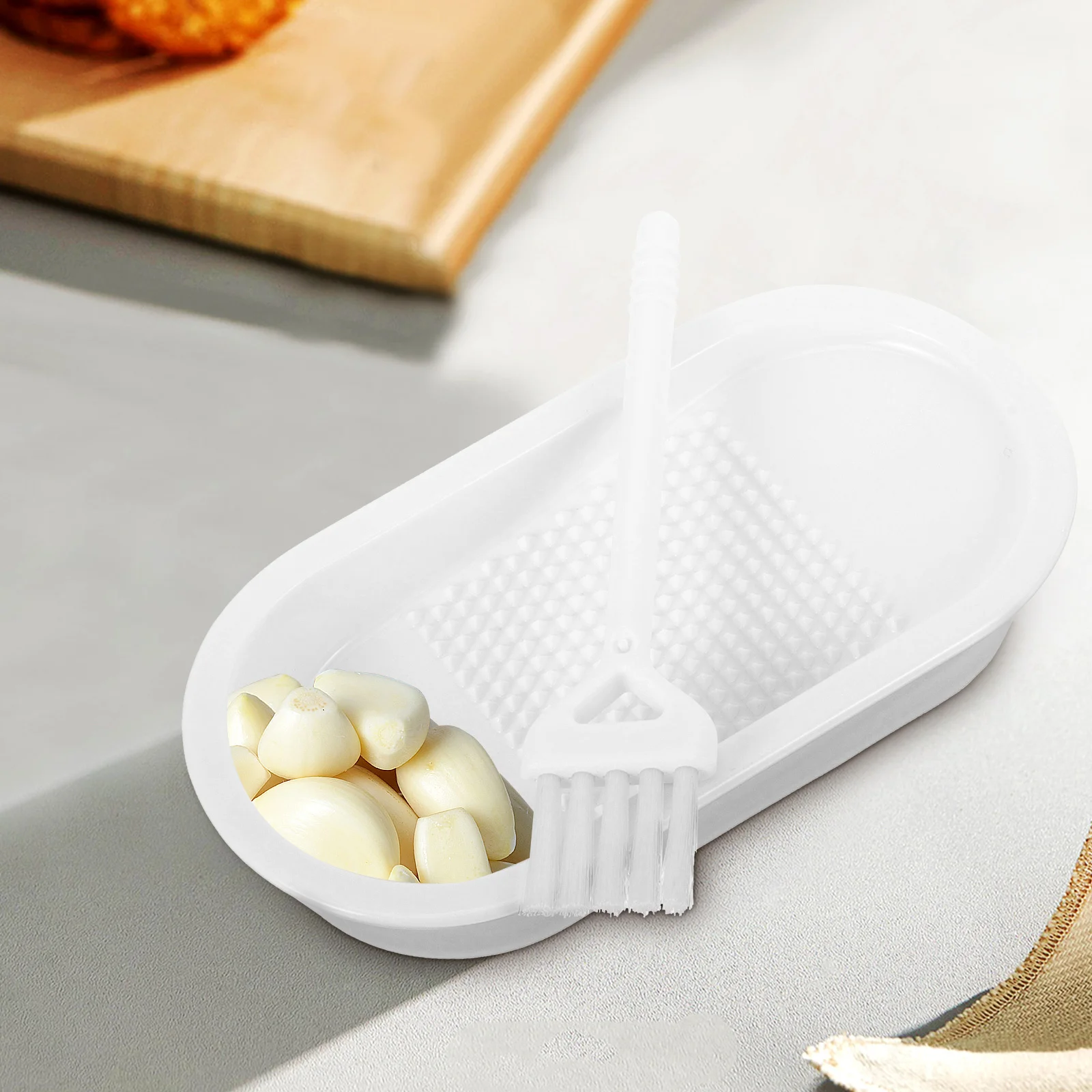 Juego de rallador de ajo de cerámica Premium, molinillo de jengibre resistente al desgaste para triturar jugo, filtrar y almacenar sabores multiusos, 1 Juego