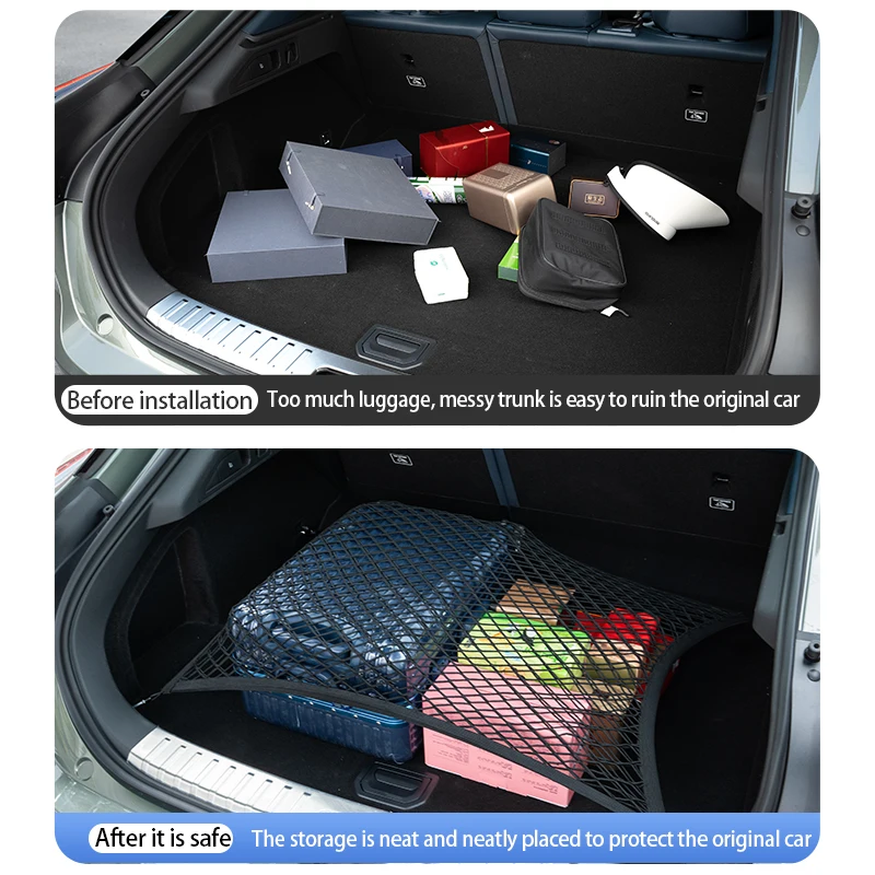 For LI AUTO L6/L7/L8/L9 Mesh Pocket,  LI XIANG Trunk Mesh Pocket, Fixed Car Built-in Bag, Storage Mesh Black