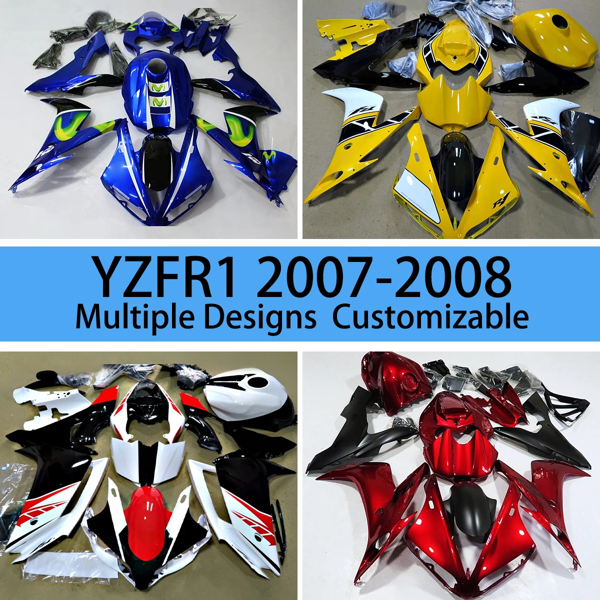

Body Parts Fairings YZFR1 2007 2008 Free Custom Motorcycle Fairing Bodywork Cowl Kit for YAMAHA YZF R1 07 08