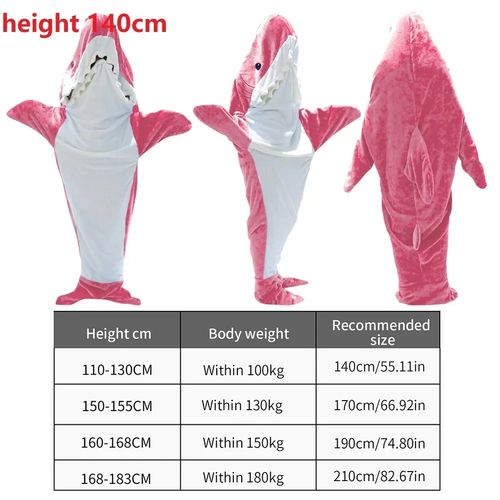 Cartoon Shark Sleeping Bag Pajamas Office Nap Shark Blanket Karakal High Quality Fabric Mermaid Shawl Blanket For Children Adult