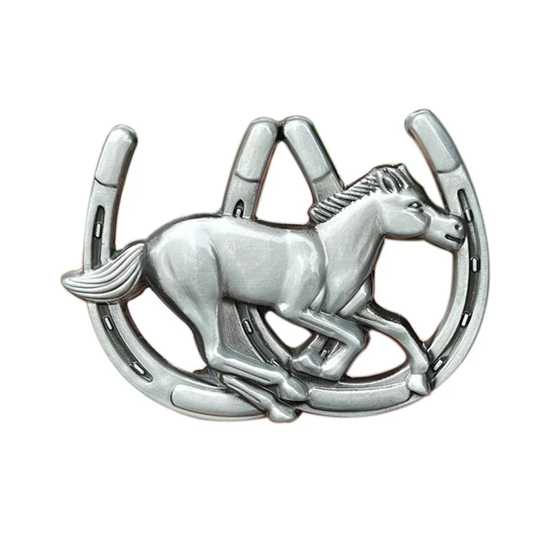 

Wild horse horseshoe belt buckle Western style