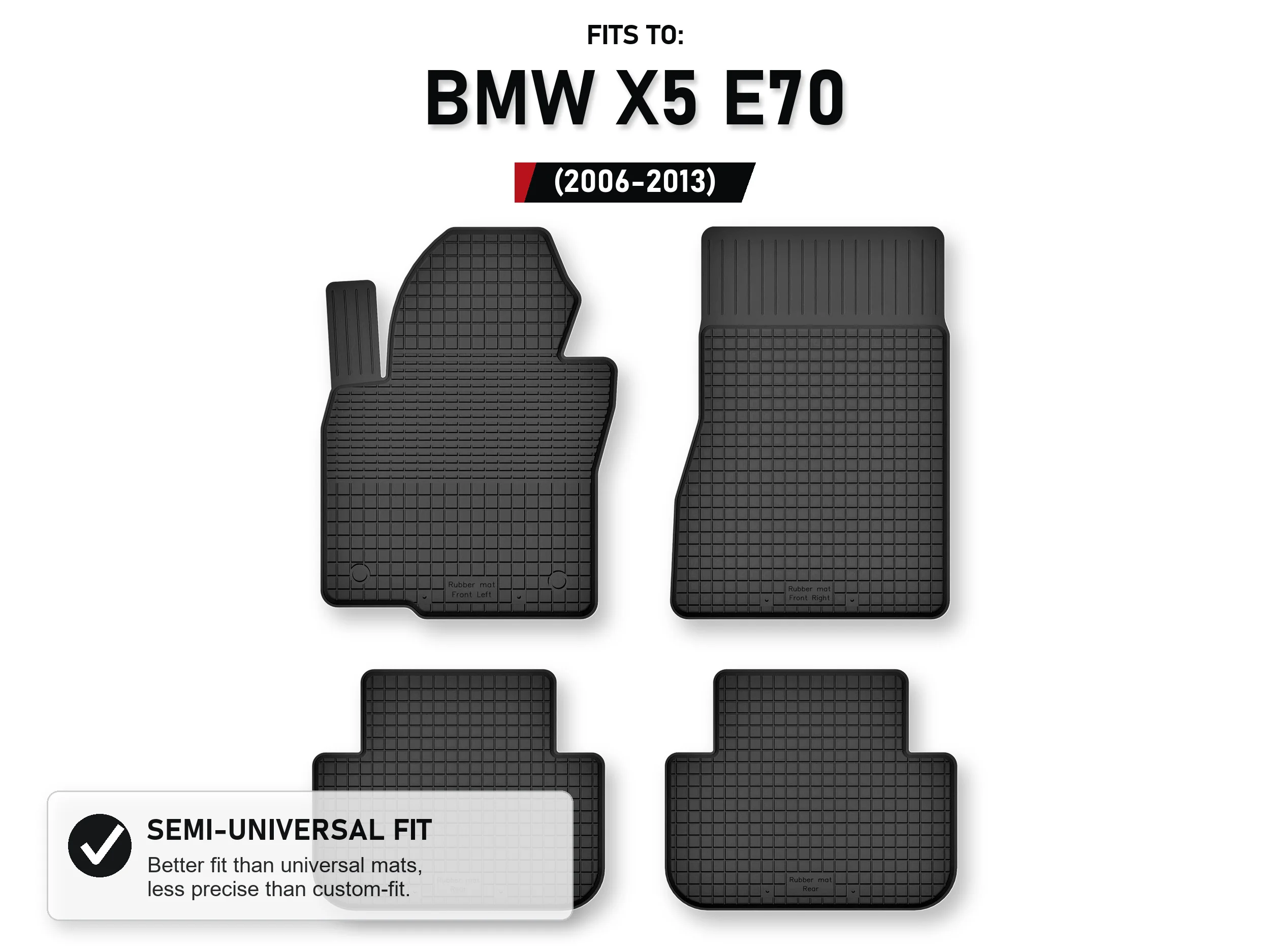 Rubberen matten Tray Type Voor: Bmw X5 E70 2006-2013 Suv 4 Stuks