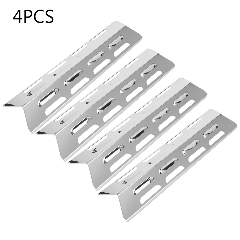 4 Pieces Stainless Steel Heat Plate Shield Flame Tamers for Burner Cover Outdoor BBQ Heat Tent Gas Grill Replacement Par