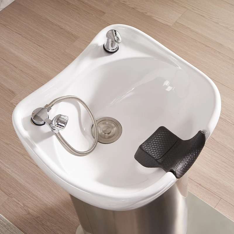 

Simple high-end hair salon ceramic flush bed semi-reclining barber shop fashion shampoo bed