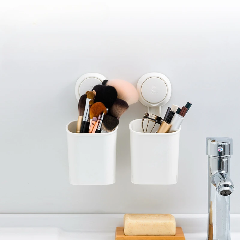 Toilet Storage Rack Wall Mount Perforated Free Bathroom Toilet Sink Toothbrush Cylinder Comb Toothpaste Storage Box Home Storage