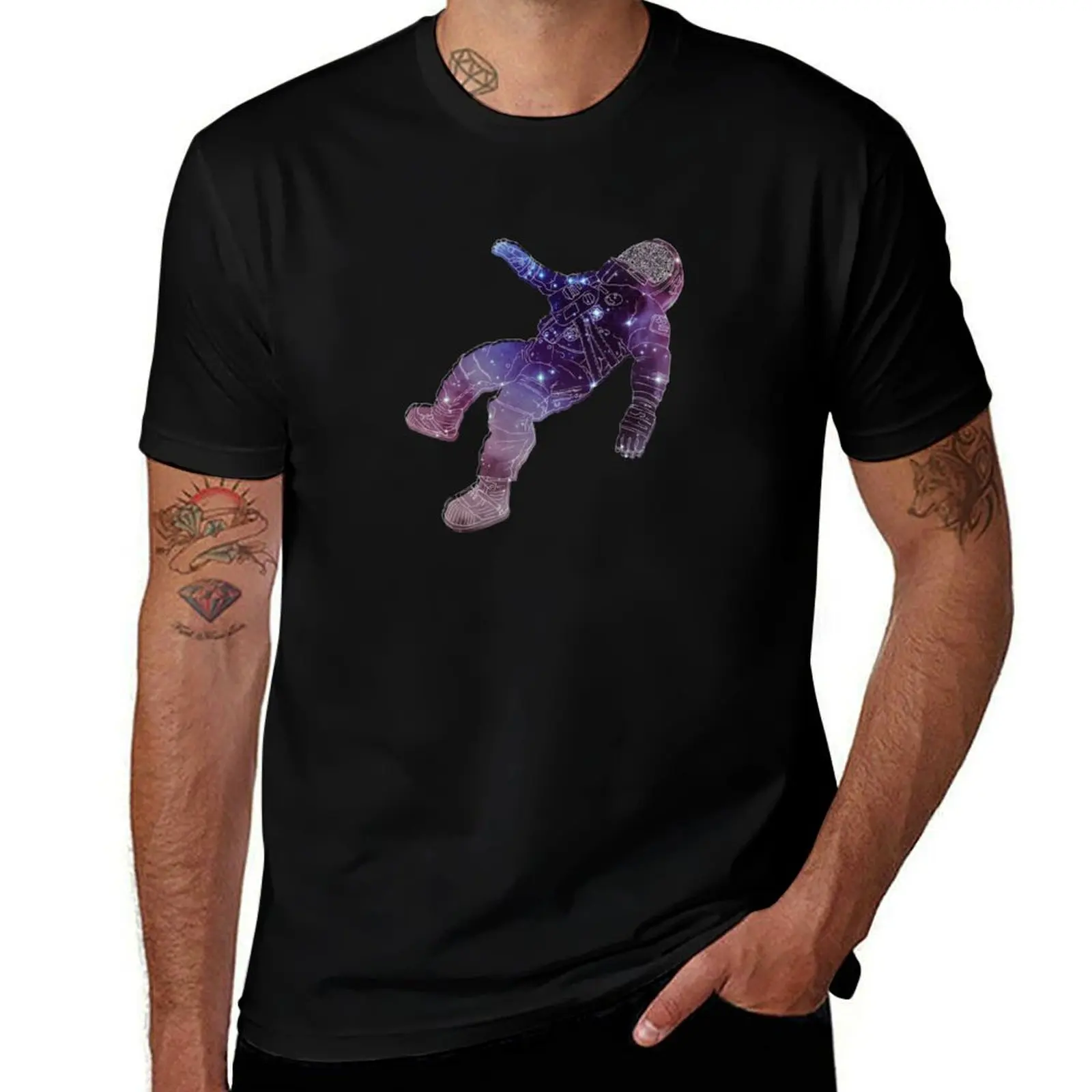 The blue stones Astronaut - Black Holes - logo T-Shirt Casual Loose Short Sleeve Tee for Men T-Shirt