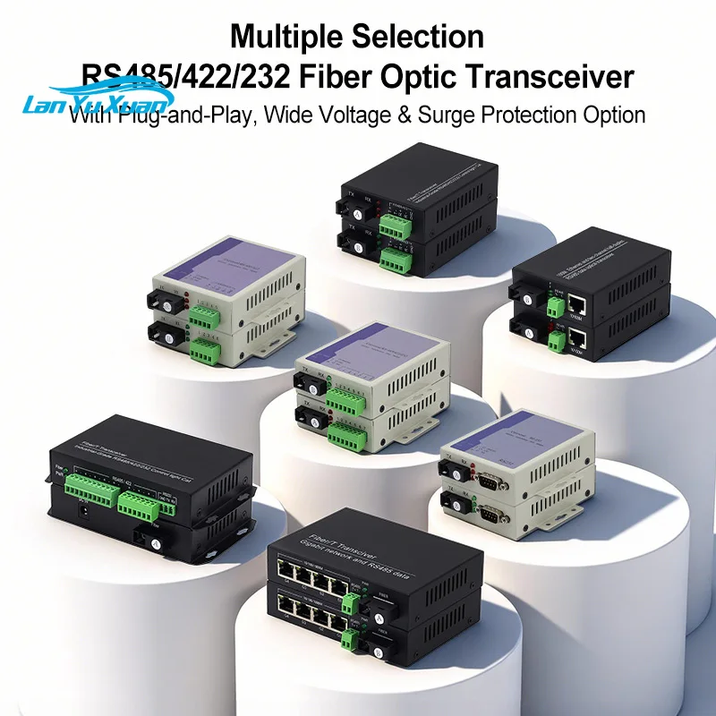 RS485 RS422 RS232 to Fiber Optic Converter with 10/100Mbps Gigabit Ethernet SC/FC/ST Bidirectional Serial Data Fiber Transceiver