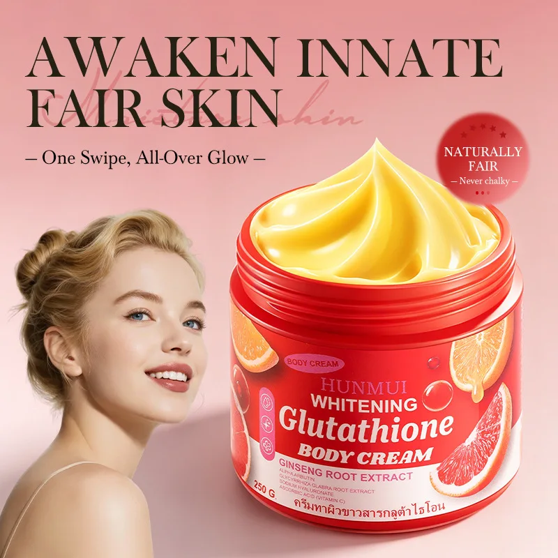 Glutathione & Vitamin C Brightening Body Cream 250g – Deeply Nourishing Moisturizer, Evens Skin Tone & Restores Healthy Glow