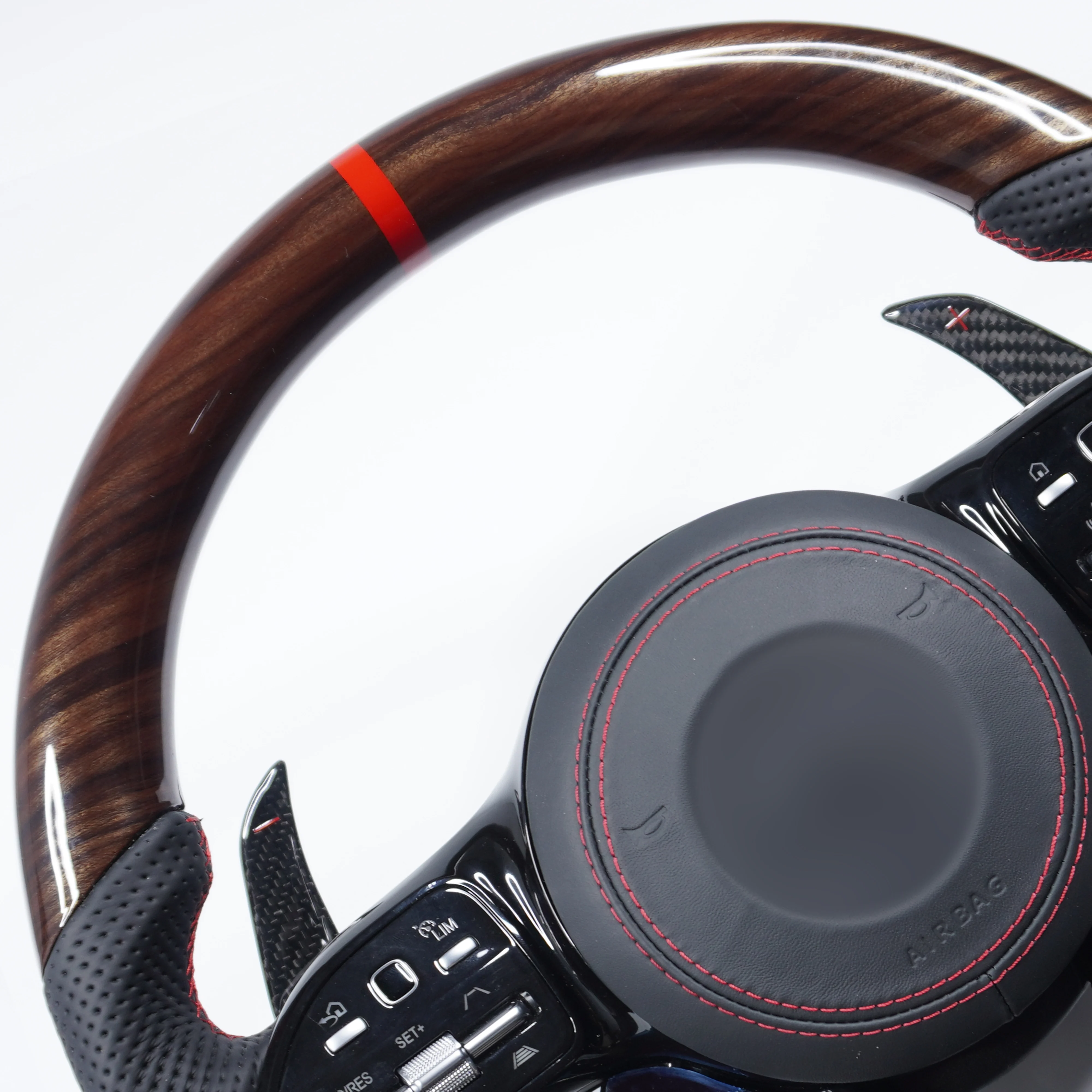 عجلة قيادة خاصة من ألياف الكربون والحبوب الخشبية المخصصة لسيارة Mercedes Benz 809 AMG A/C/E Class W213 W203 W205 AMG