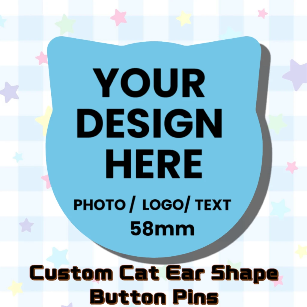 1Pcs Custom Pins Custom Badges Personalized Photo Logo Tinplate Cat's Ears Shape Brooch Multiple Sizes DIY Accessory Gift