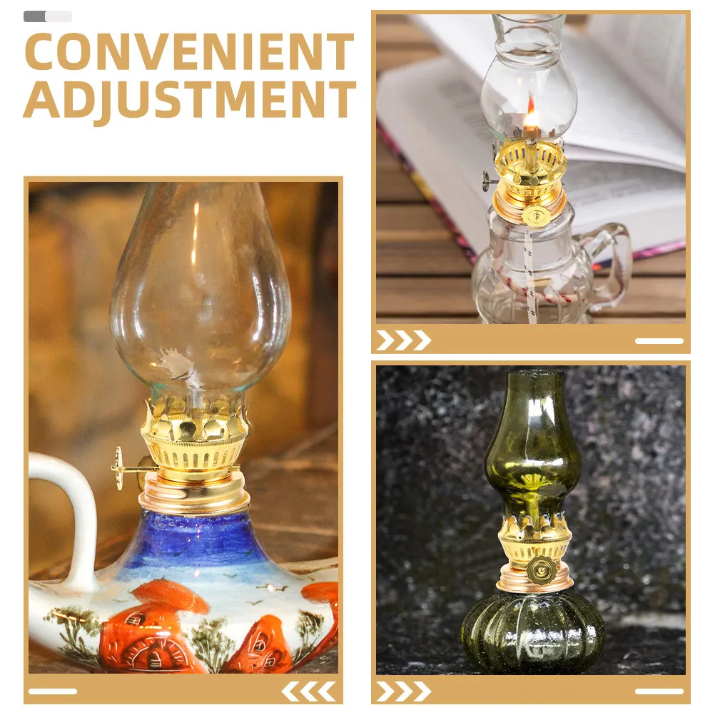 5pcs Regulator Retro Oil Lamp Burner Brass Oil Lamp Holder Zinc Alloy Base Adjustable Flame For