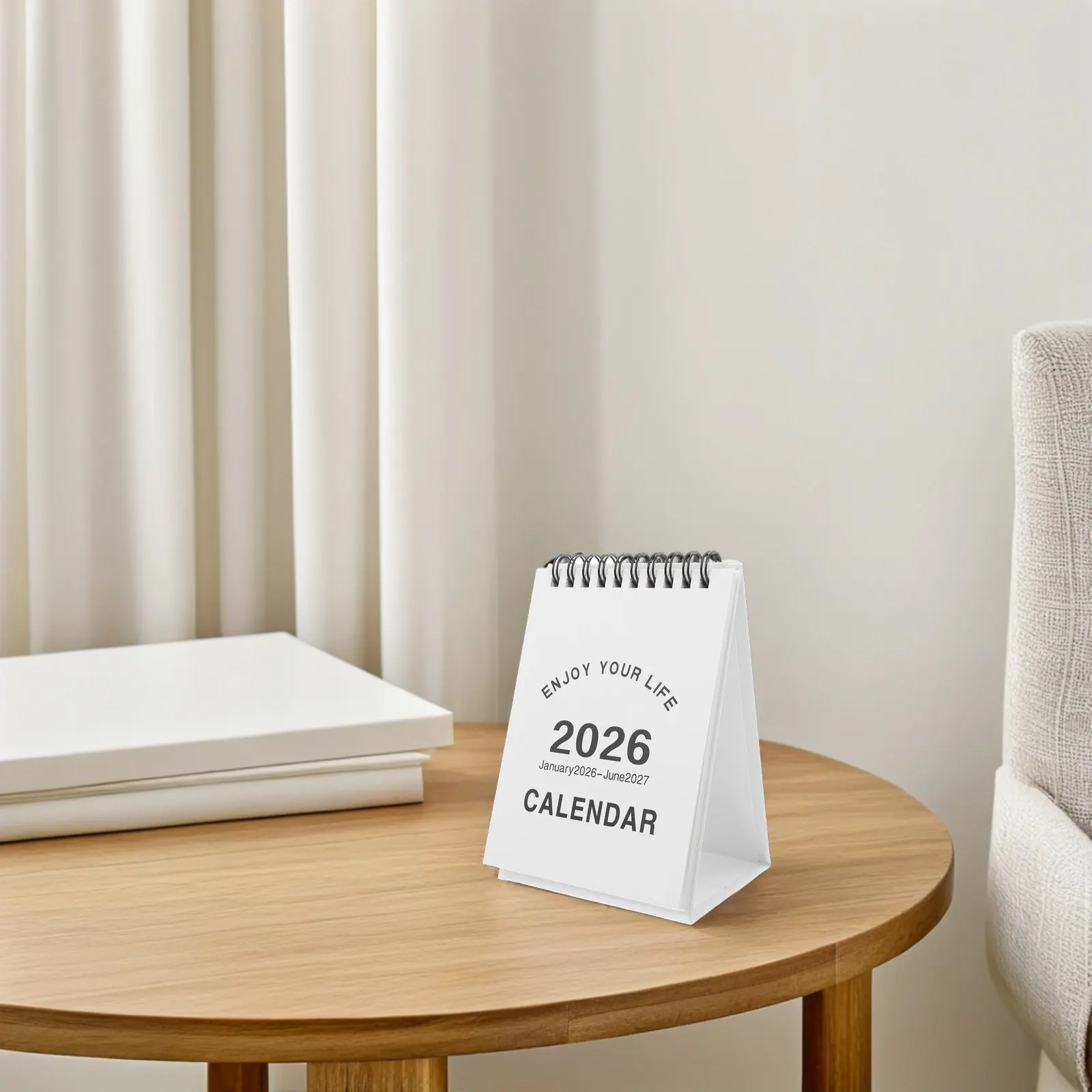 

Настольный мини-календарь на 2026 год, 2 шт., спиральный, откидной, на 18 месяцев (январь 2026 г. - июнь 2027 г.), из плотной бумаги, для плавного письма, настольный планировщик