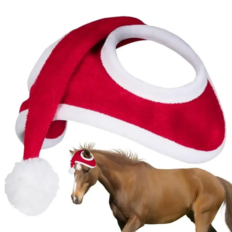 Christmas Horse Decoration Hat Christmas Cartoon Horse Decoration Costume Santa Horse Hat Christmas Horse Leg Warmers Decoration