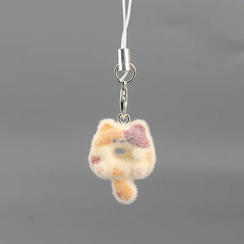 Bag Accessory Eye-Catching Flocked Keychain Cute Phone Strap Flocked 3d Pendant For Gift For Students Backpack Gift For