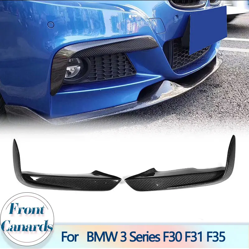 

2PCS Front Fog Lamp Cover for BMW F30 F35 M Sport 2012-2018 Carbon Fiber / FRP Black Front Fin Splitters Canards Trim