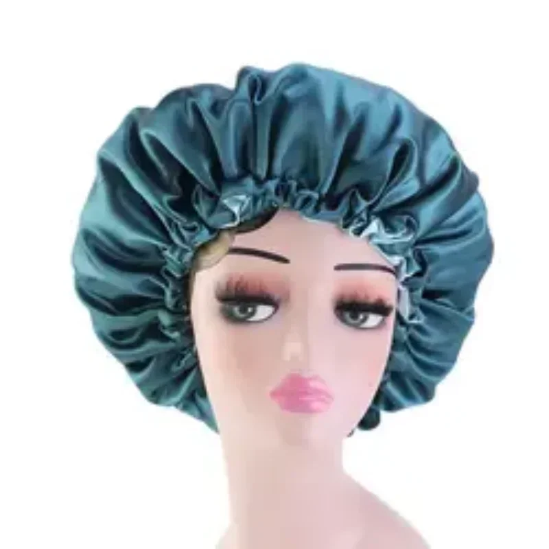 New Solid Women Satin Bonnet Fashion Stain Silky Big Bonnet for Lady Sleep Cap Headwrap Hat Hair Wrap Accessories Wholesale