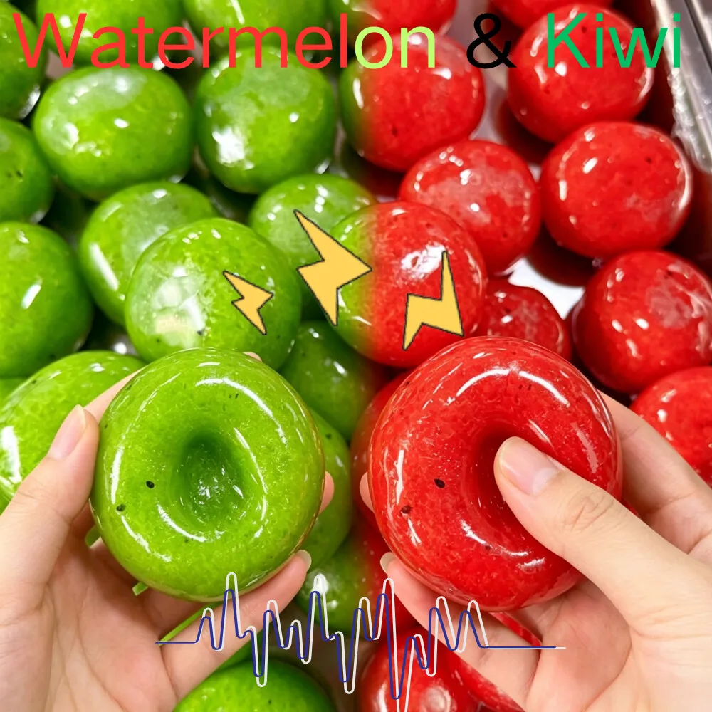 En stock Jouet Squishy Fait Main Kiwi & Pastèque, Doux à Rebond Lent, Anti-Stress, Simulation Fruit Réaliste, Cadeau