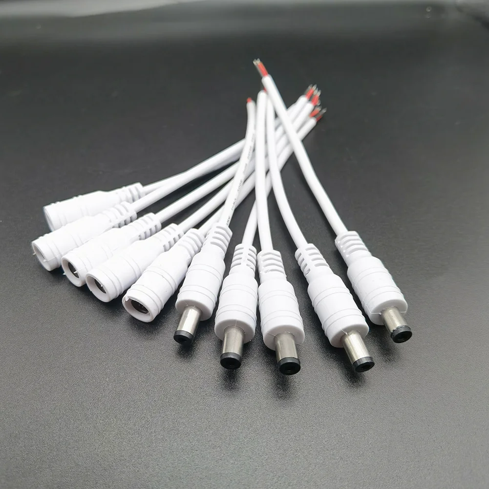 12V 60W Male And Female Cable White DC 5.5*2.1mm DC Power Jacks Jacks Pigtail Cable Wire Connector Adapters For LED Light Bar