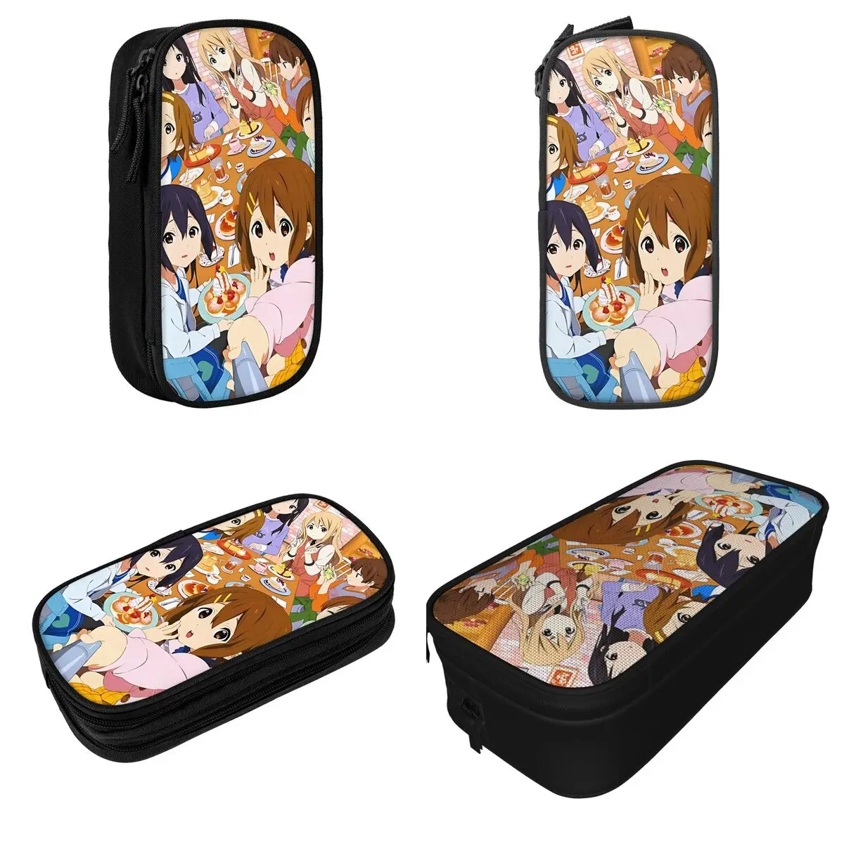 أزياء K-On! مقلمة فنية للفتيات، حامل أقلام للطلاب، حقائب ذات سعة كبيرة، أدوات مكتبية بسحاب للمدرسة