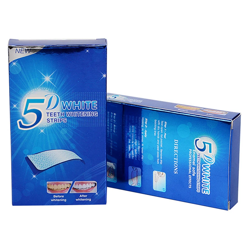 5D Teeth Whitening Strips Dental Bleaching Teeth Whitening Stickers Gel Whitening Strip Kit for Removing Smoking Coffee Stain