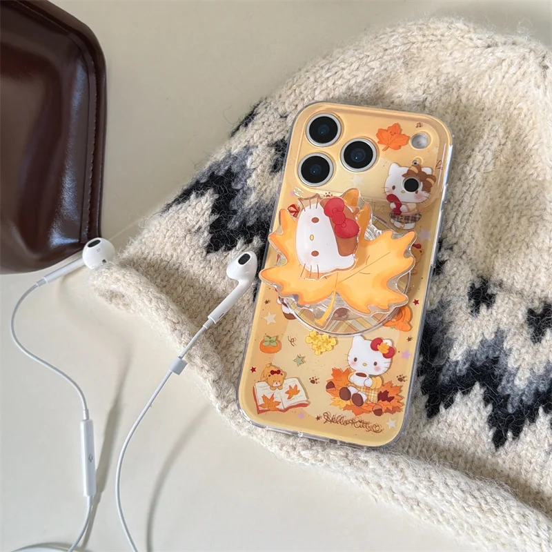 Funda de teléfono magnética Kawaii de dibujos animados Hellokitty para iPhone 16 17 Pro 14 15 Pro Max con soporte para fundas Magsafe para iPhone 1