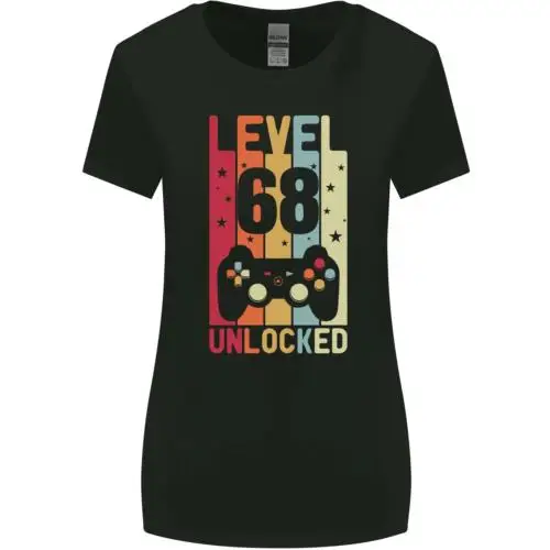 68th Birthday 68 Year Old Level Up Gamming Womens Wider Cut T-Shirt