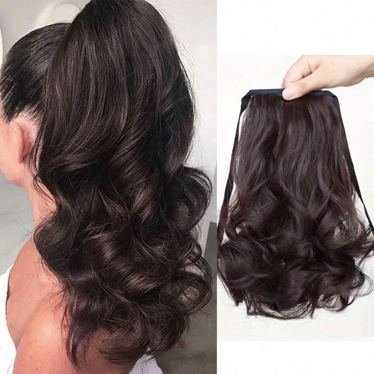 

Синтетический кудрявый волнистый накладной хвост с резинкой, прикрепляемый на заколке, элегантный.