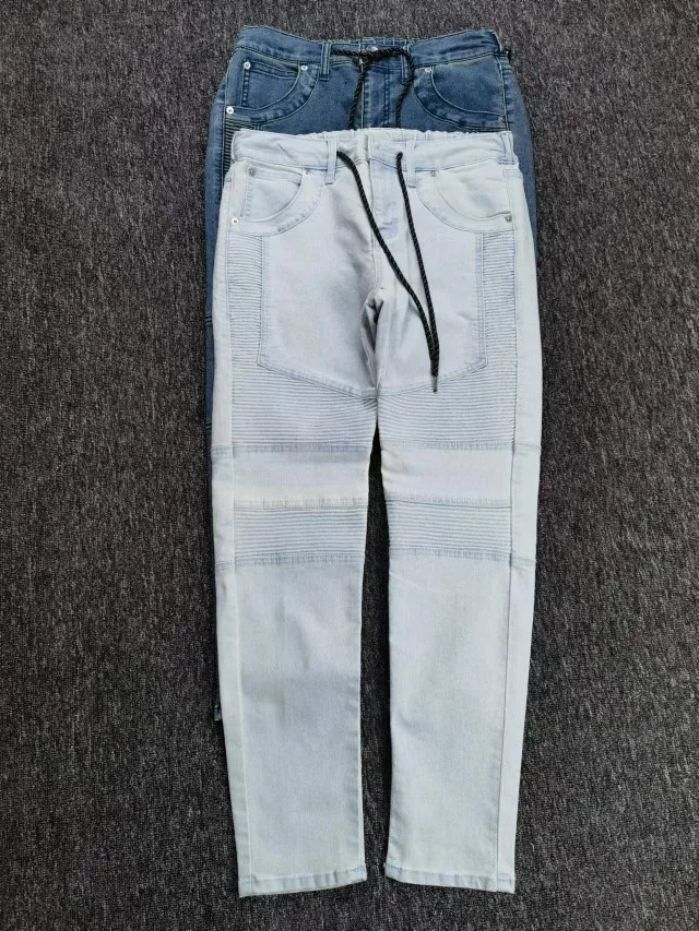 

Men's Summer Heavyweight Vintage Waed Denim Jeans Loose Large Size Cotton Elastic Small Foot Pants Casual Faion