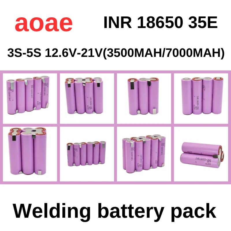 

20A 18650 35E 3500mAh 7000mAh 3S 4S 5S 6S 8S 7.4V 12.6V 14.8V 18V 25.2V 29.6V for Screwdriver Batteries Weld Battery Pack