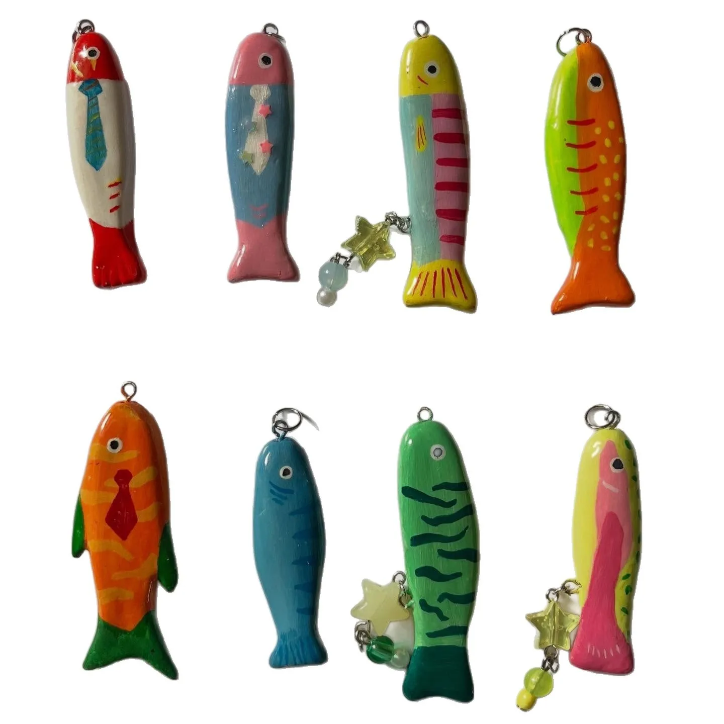 Bunte handbemalte Cartoon-Fisch-Anhänger aus Kupfer, niedliche Ornamente für Halsketten, Armbänder, Taschenanhänger, DIY-Schmuckherstellung – Detail 7