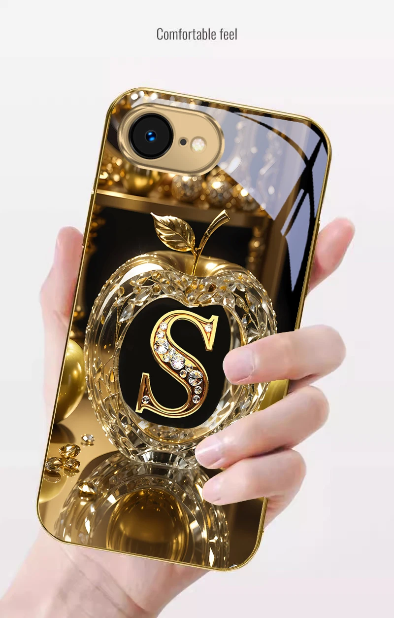 Exquisite Luxury Gold For IPhone 17 Pro Max 16 15 Pro 14 13 Plus 12 Mini 11 17 Air XR 16E 17ProMax Golden Glass Phone Case
