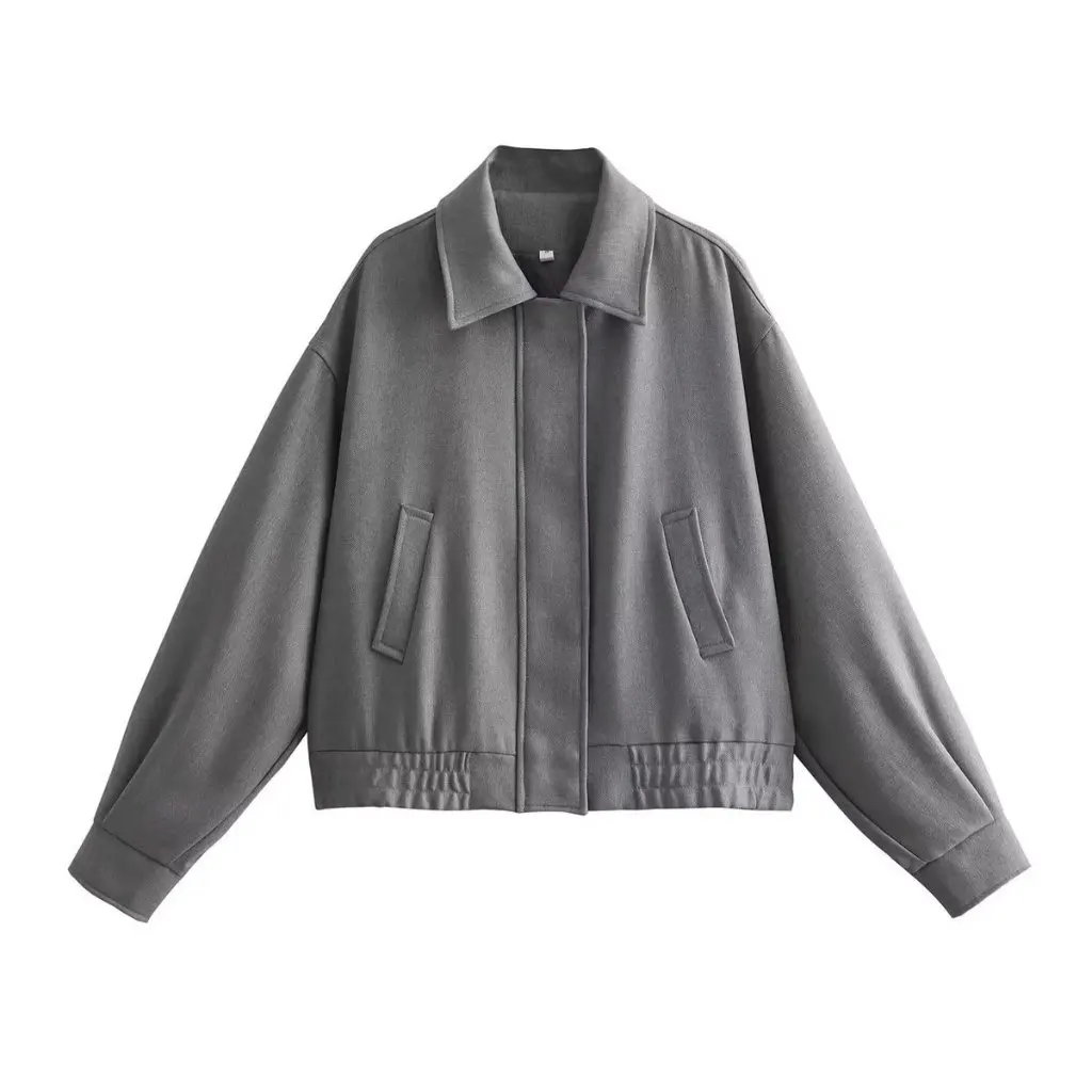 

Women's Lapel Pure Color Loose Slim Casual Jacket Autumn Winter New Style Cross-Border Wholesale Amazon B88634