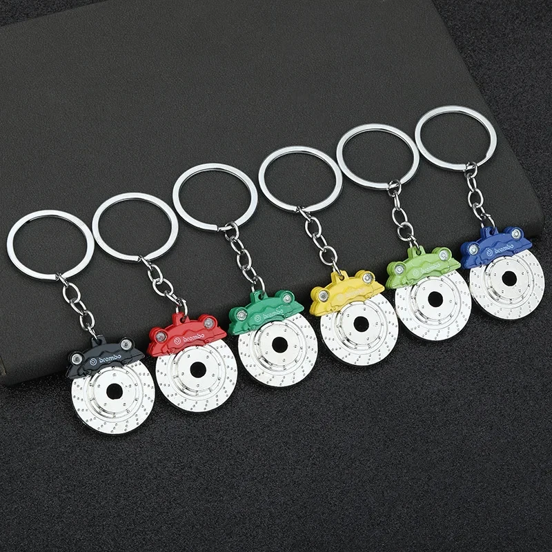 Personalized Creative Car Brake Pads Hub Model Metal Car Keychain Man Bag Pendant Car Key Ring Creative Birthday Gift