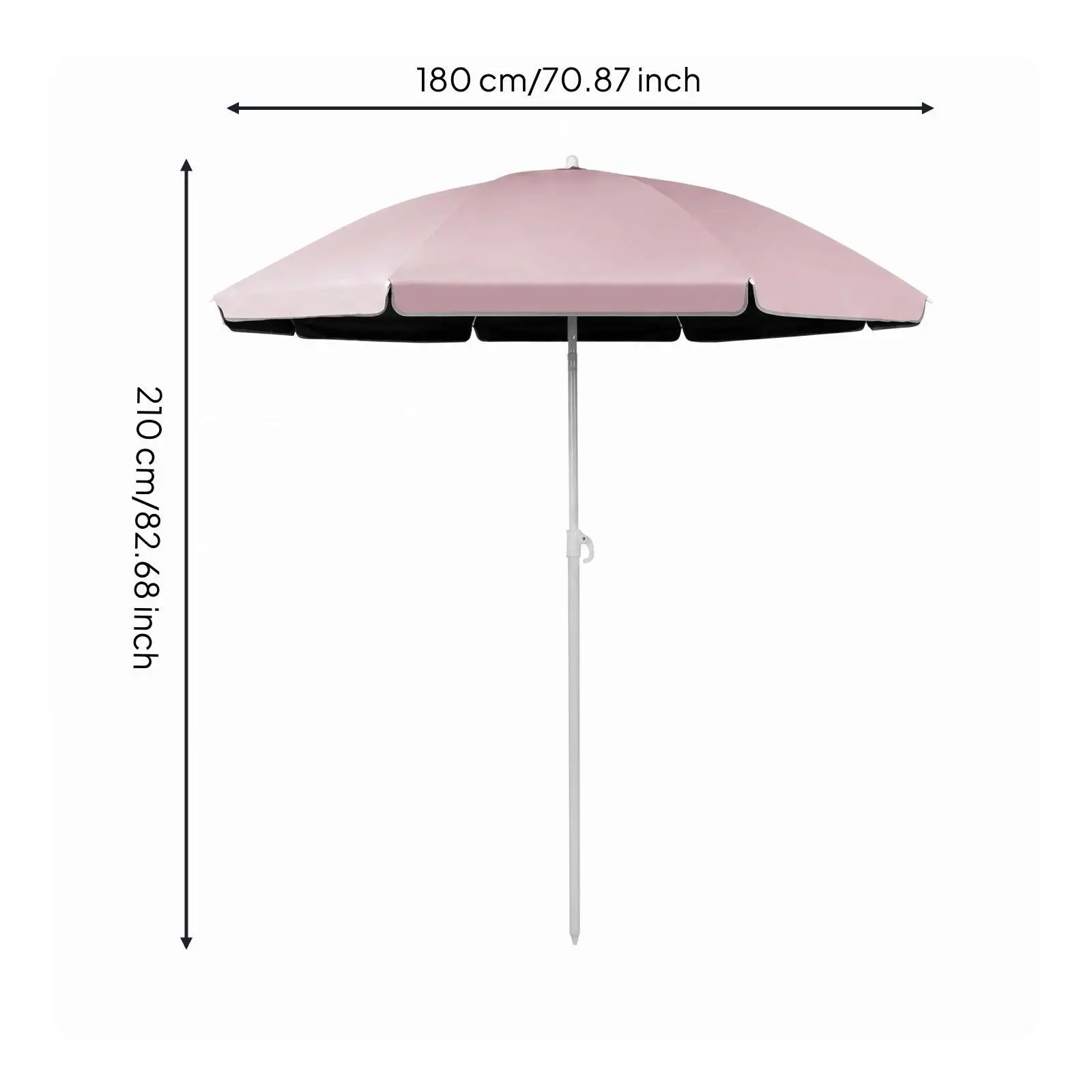 2m Tilting Market Umbrella Fiberglass Frame Outdoor Market Umbrella Black