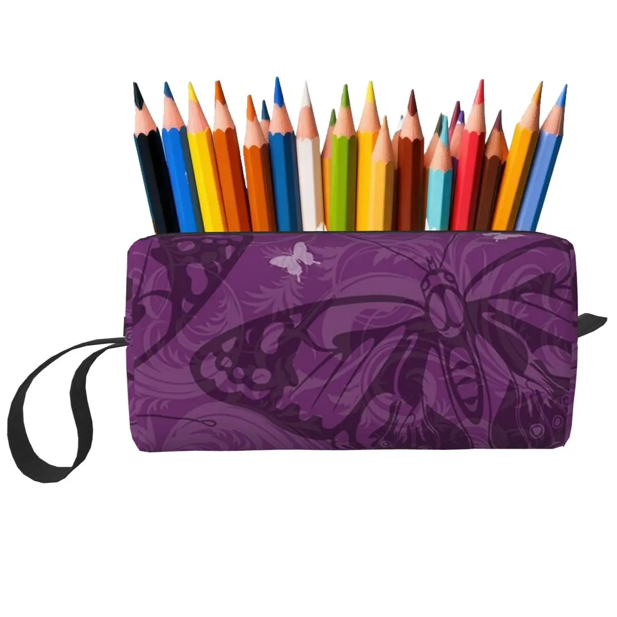 Lila Dreamy Hollow Butterfly Federmäppchen für Jungen und Mädchen, Stiftbox, Bleistiftbeutel, Schreibwaren, Reise-Organizer für Damen