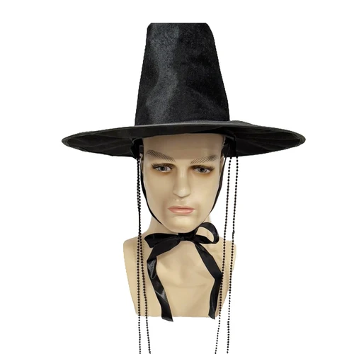 Imagen 2 del producto Sombrero de disfraz de juego de rol para hombre, sombrero tradicional coreano de la dinastía Ming, ala ancha, protección Uv, gorra negra para escenario, 2025