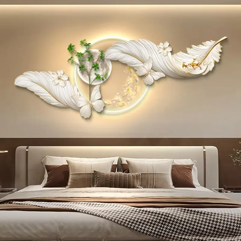 الإبداعية صمام ثنائي باعث للضوء الجدار مصباح بسيط غرفة المعيشة غرفة نوم أريكة تتحول لسرير الممر الديكور اللوحة ريشة الجدار مصباح