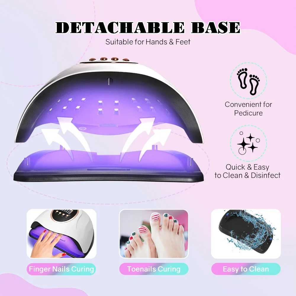 280W UV LED Nail Lamp for Nails Curing All Gel Polish with Large Screen Professional Nail Equipment Manicure Drying Lamps