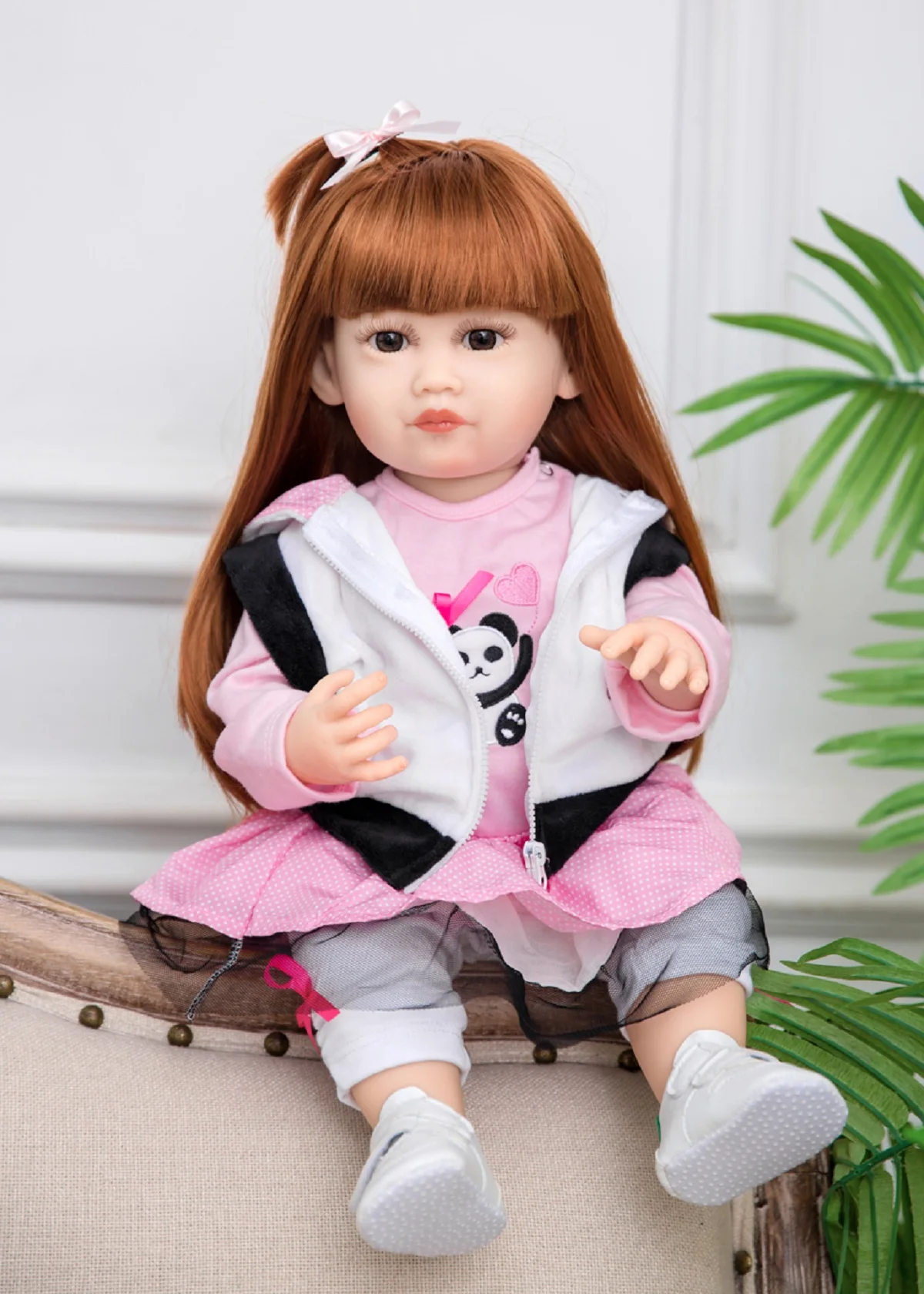 Wholesale 22inch Cute Little Panda Clothes Doll Girl For Children's Toy Birthday and Children's Day Gift