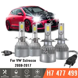 4x H7 499 Xenon White Xenon High/Low Bulbs Replace Headlight  LED Kit For Volkswagen VW Scirocco 2008-2017 2009 2010 2011 2012