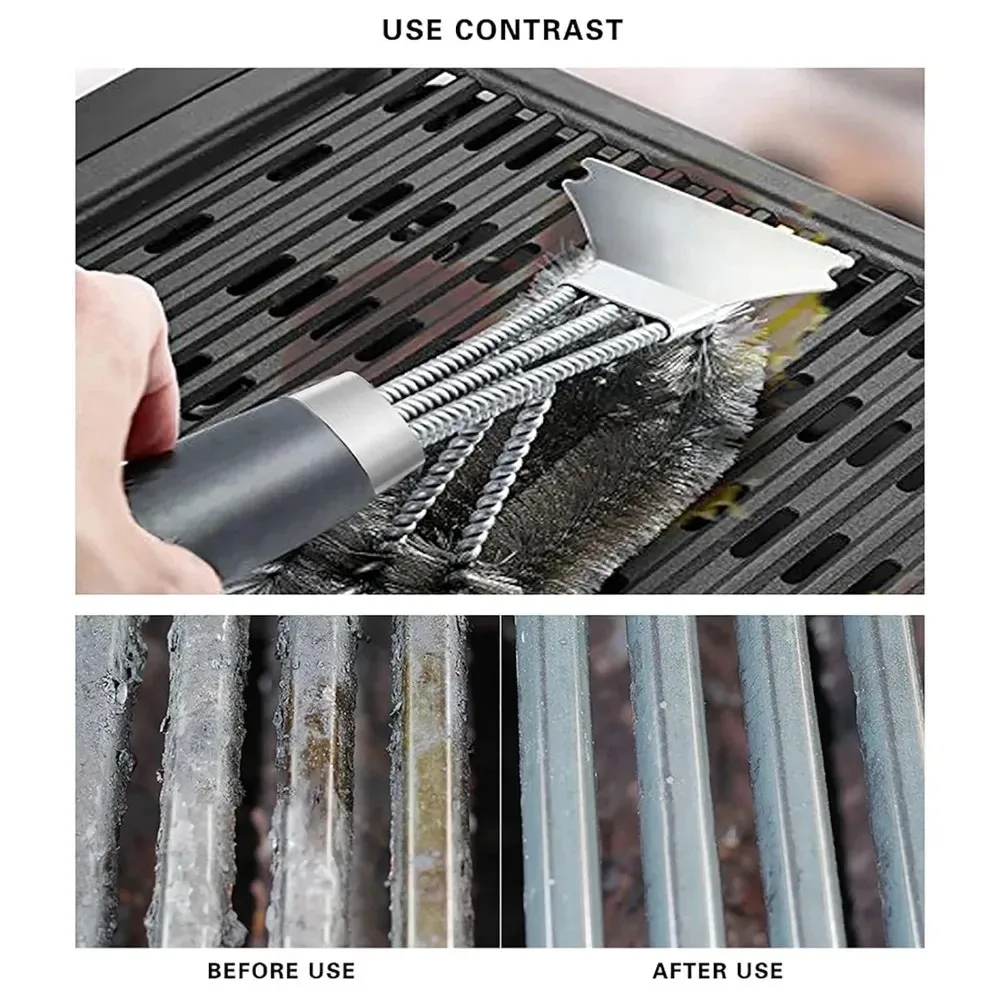 BBQ grill cleaning brush steel wire brush for cleaning BBQ grill and BBQ stove steel brush specialized cleaning tool for BBQ - view 5