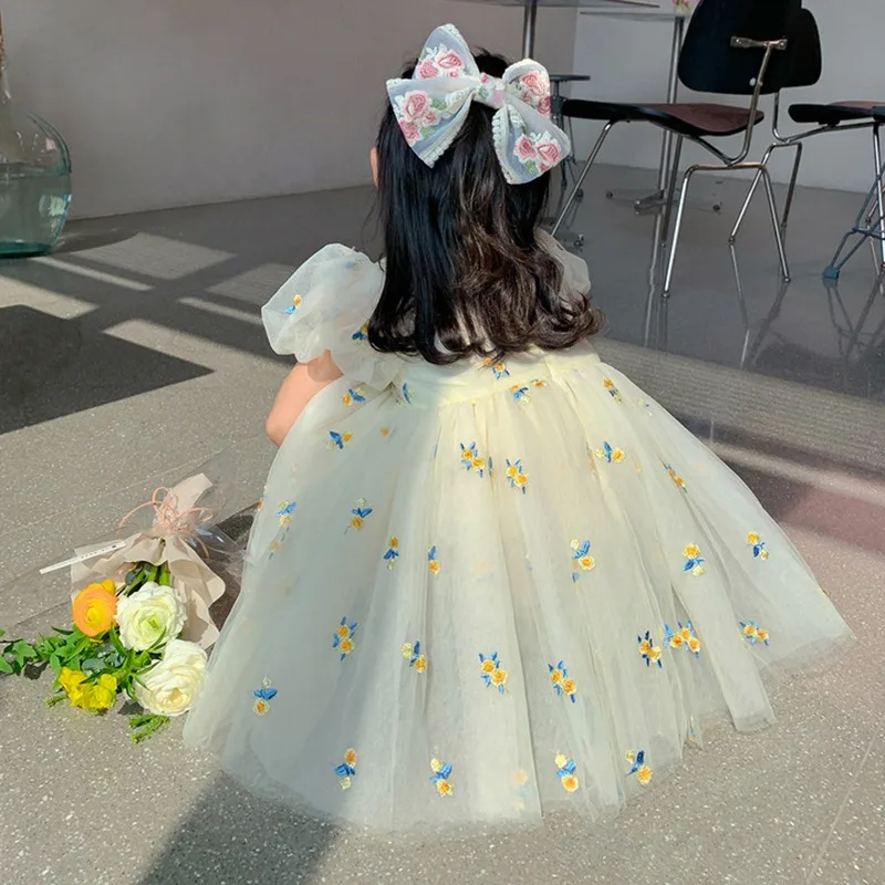 Children Girls Summer Dress for Kids Floral Princess Birthday Party Gown Mesh Tutu Wedding Children Dresses