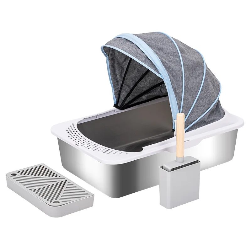 

&c New Foldable Stainless Steel ABS cat Litter Box 20L Capacity Easy-to-clean Pet Toilet Fully Enclosed Anti-splash Pet Cleaning