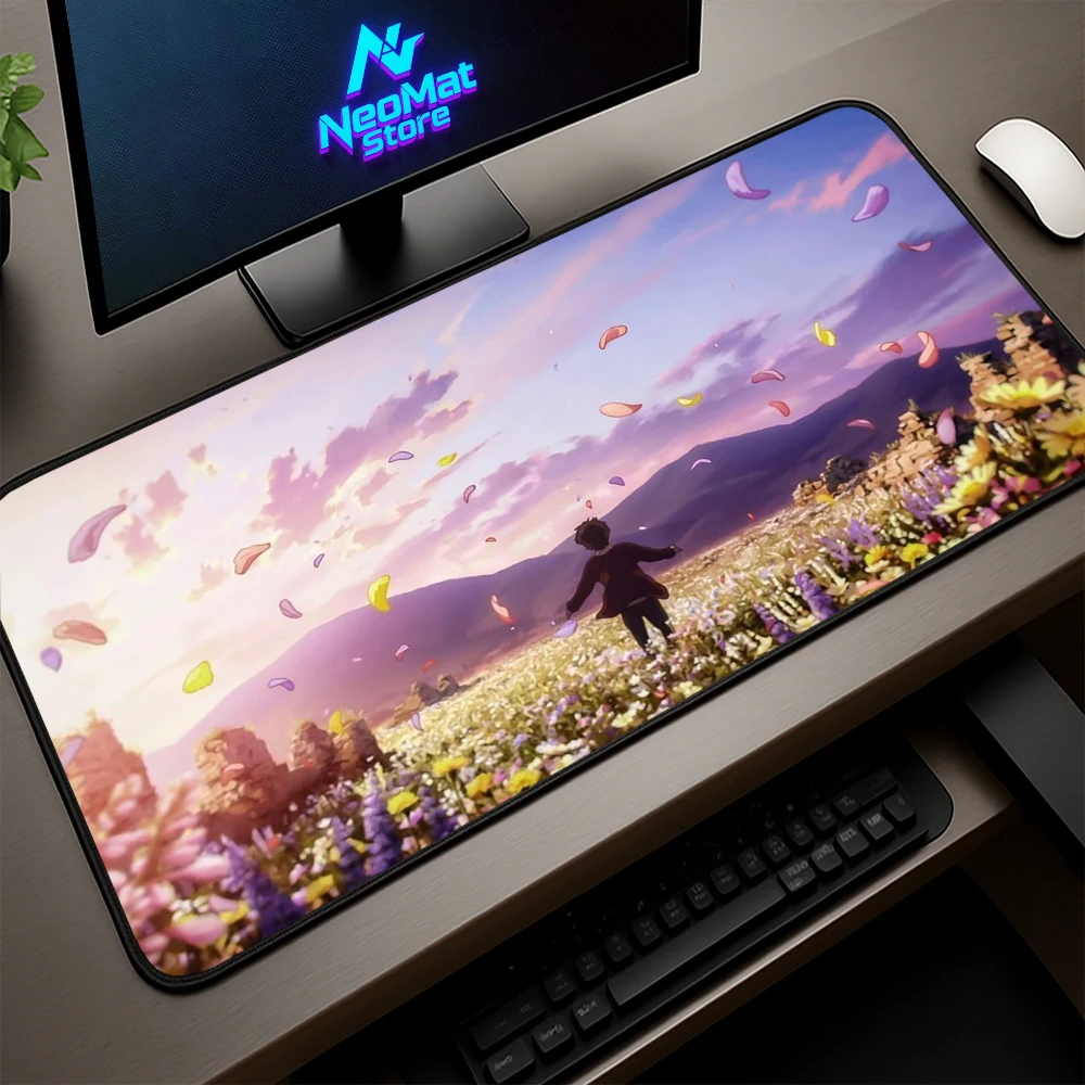 

Desk Carpet Large Mouse Pad 90x40cm Purple Mousepad Peaceful Nature Field Anime Fans Desktop Mat Gift for Friend Attack on Titan