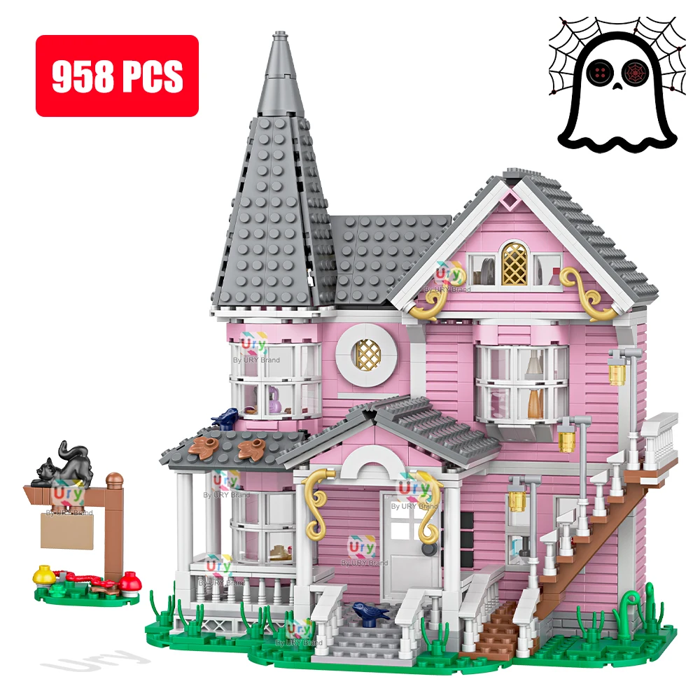 

Наборы строительных блоков «Розовый дворец» из серии фильмов «Друзья», «Мрачная вилла», «Замок призраков», «Дом», игрушки-конструкторы для детей и девочек, подарки на Рождество